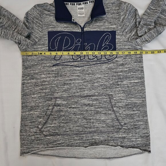 Victoria's Secret PINK Women's Gray/Blue Quarter Zip Mock Neck Sweatshirt S/P - Picture 6 of 10